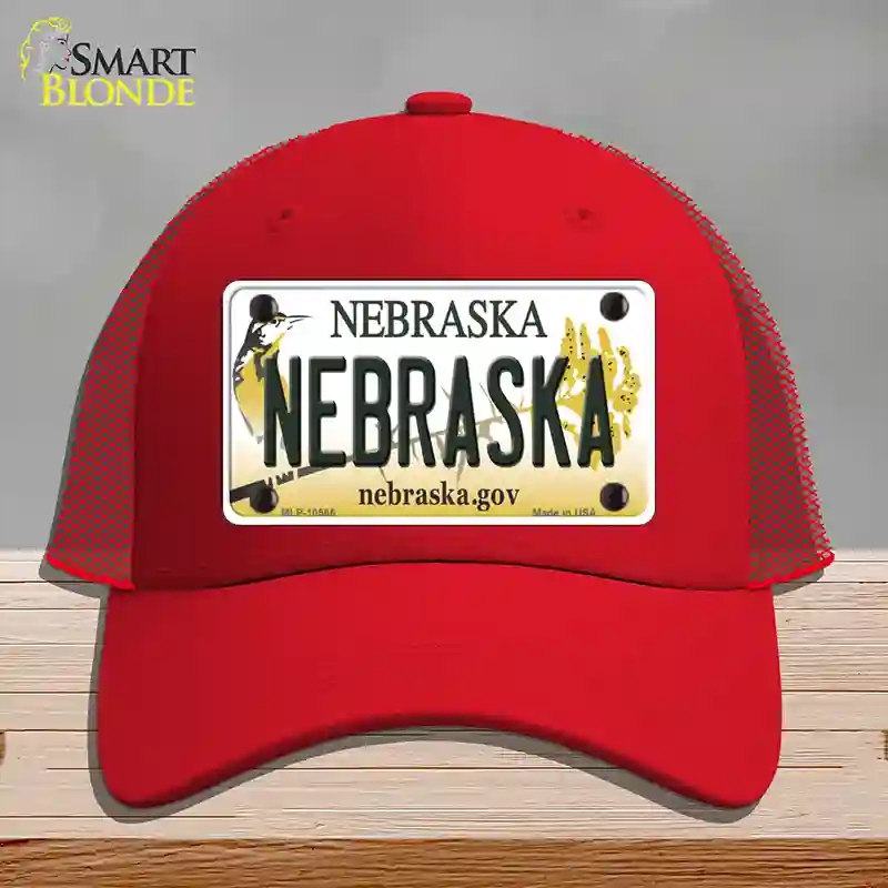 HAT17-MLP-10566 Nebraska Gov Novelty License Plate Hat, Mesh - Red