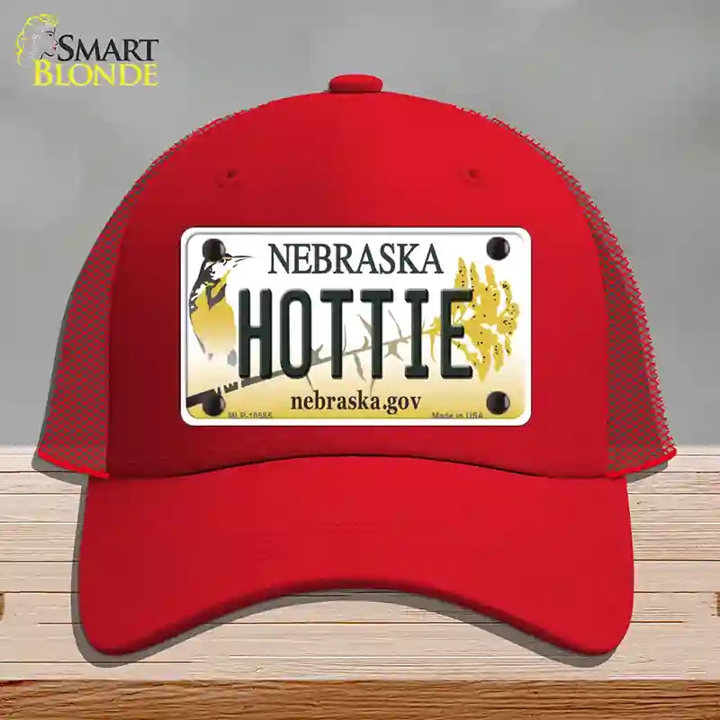 HAT17-MLP-10585 Hottie Nebraska Novelty License Plate Hat, Mesh - Red