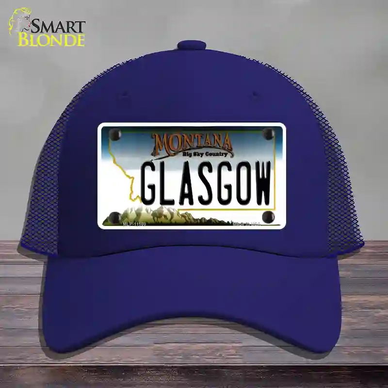 HAT18-MLP-11100 Glasgow Montana State Novelty License Plate Hat, Mesh - Royal Blue