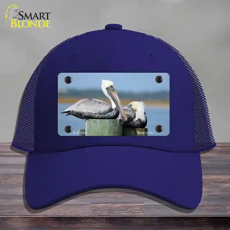 HAT18-MLP-11240 Pelican Two on Pier Novelty License Plate Hat, Mesh - Royal Blue