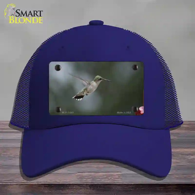 HAT18-MLP-11243 Hummingbird in Flight Novelty License Plate Hat, Mesh - Royal Blue