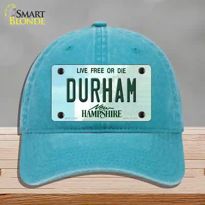 HAT10-MLP-11145 Durham   Hampshire State Novelty License Plate Hat, Unconstructed Cotton - Lake Blue
