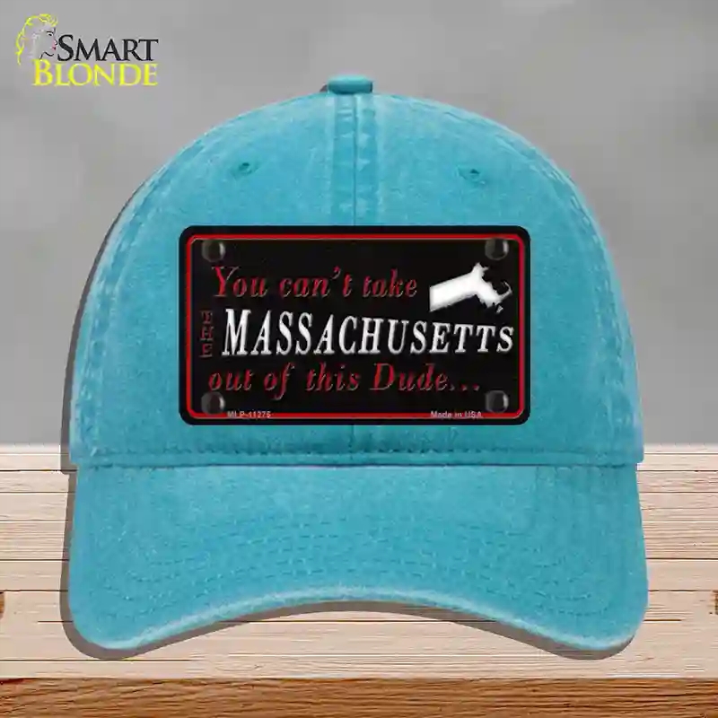 HAT10-MLP-11275 Massachusetts Dude Novelty License Plate Hat, Unconstructed Cotton - Lake Blue