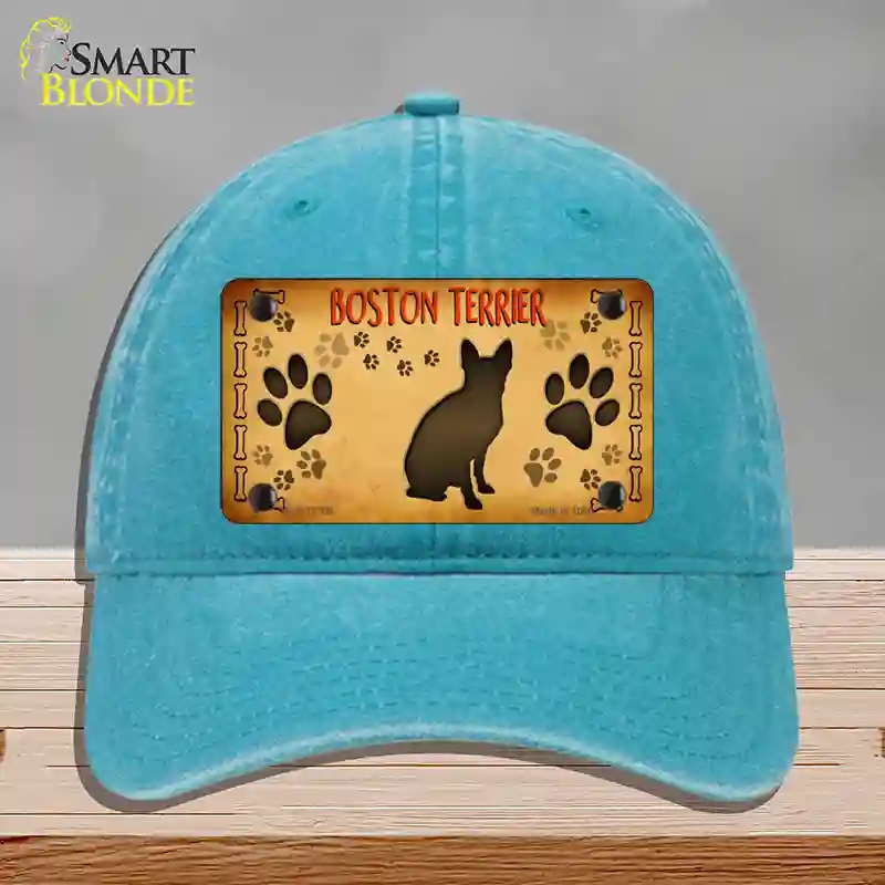 HAT10-MLP-11305 Boston Terrier Novelty License Plate Hat, Unconstructed Cotton - Lake Blue