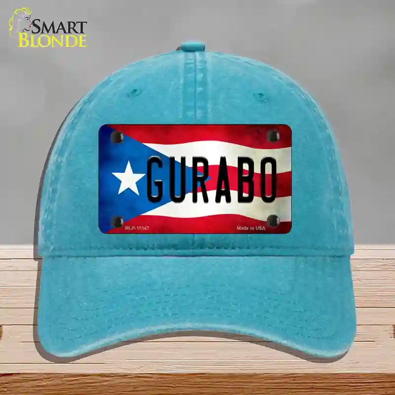 HAT10-MLP-11347 Gurabo Puerto Rico Flag Novelty License Plate Hat, Unconstructed Cotton - Lake Blue
