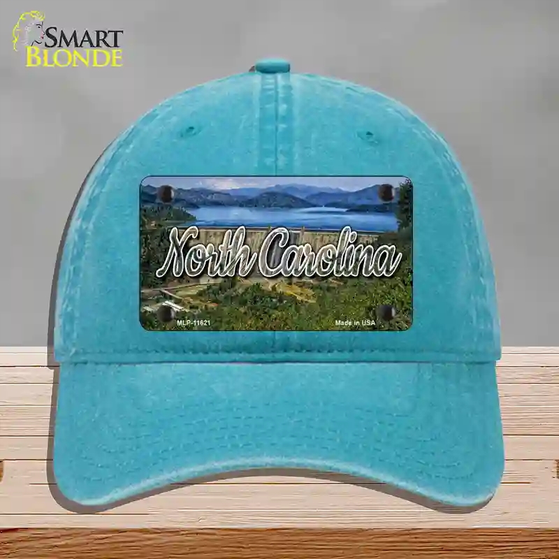 HAT10-MLP-11621 North Carolina Dam State Novelty License Plate Hat, Unconstructed Cotton - Lake Blue