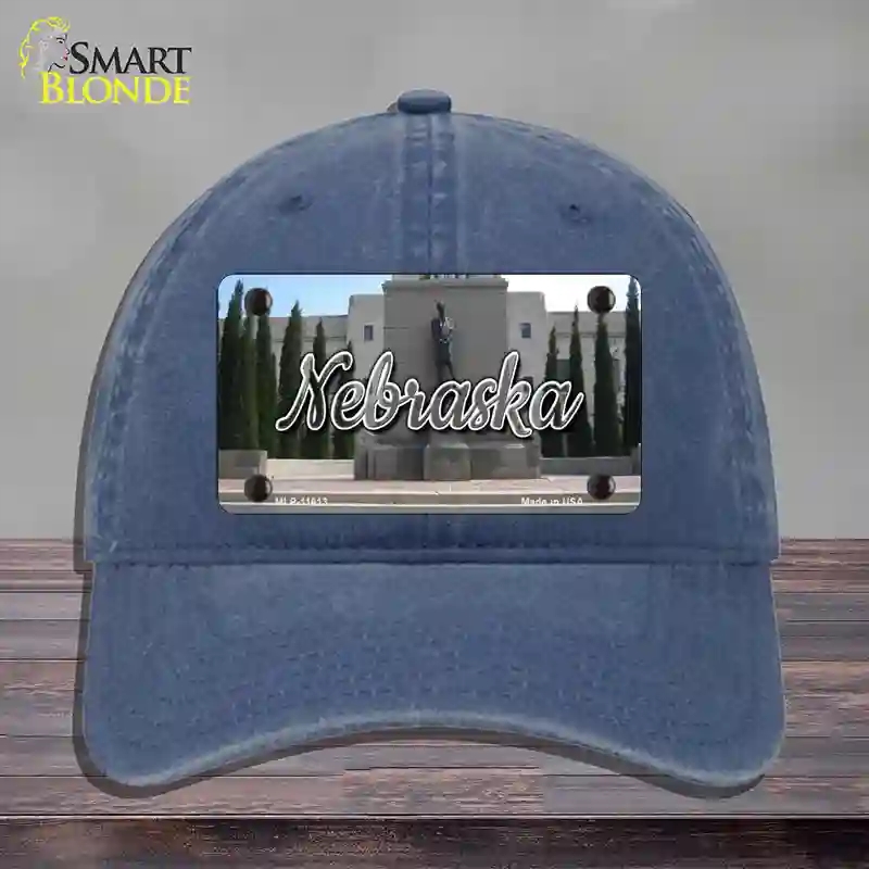 HAT11-MLP-11613 Nebraska Capital Building State Novelty License Plate Hat, Unconstructed Cotton - Navy