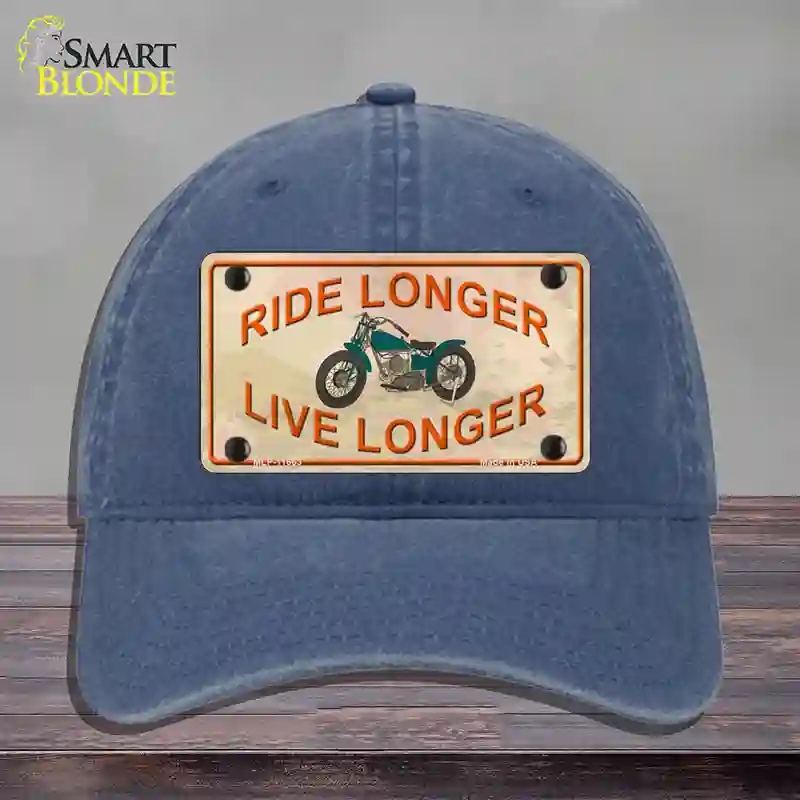 HAT11-MLP-11663 Ride Longer Live Longer Novelty License Plate Hat, Unconstructed Cotton - Navy