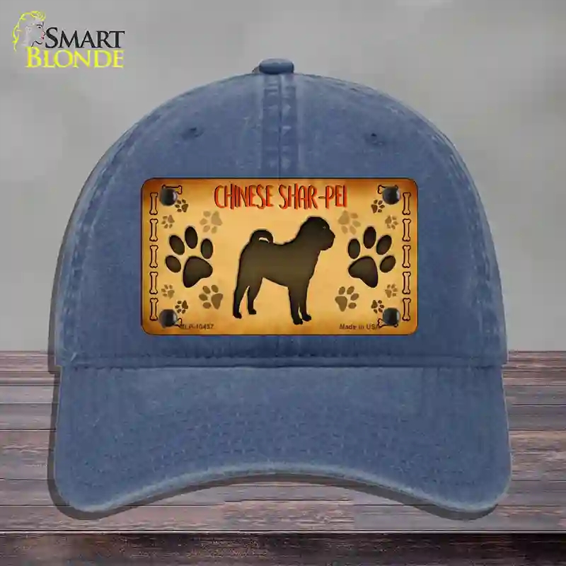 HAT11-MLP-10437 Chinese Shar Pei Novelty License Plate Hat, Unconstructed Cotton - Navy