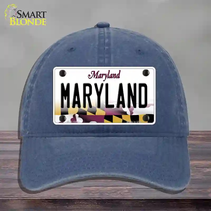 HAT11-MLP-10461 Maryland State MD Novelty License Plate Hat, Unconstructed Cotton - Navy