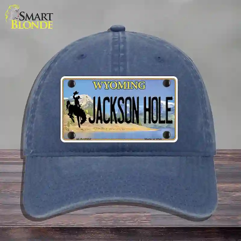 HAT11-MLP-10532 Jackson Hole Wyoming Novelty License Plate Hat, Unconstructed Cotton - Navy