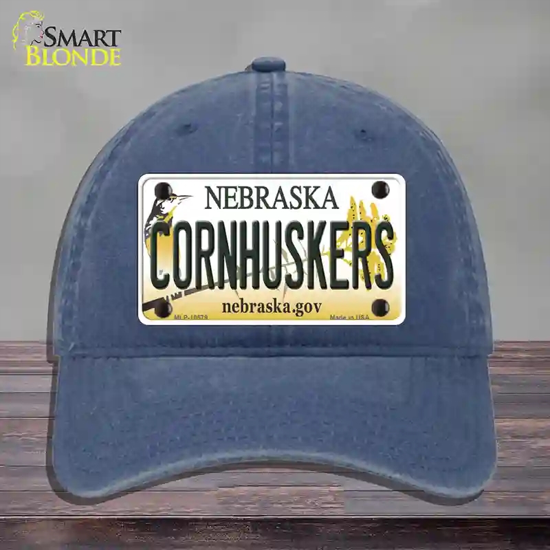 HAT11-MLP-10579 Cornhuskers Nebraska Novelty License Plate Hat, Unconstructed Cotton - Navy