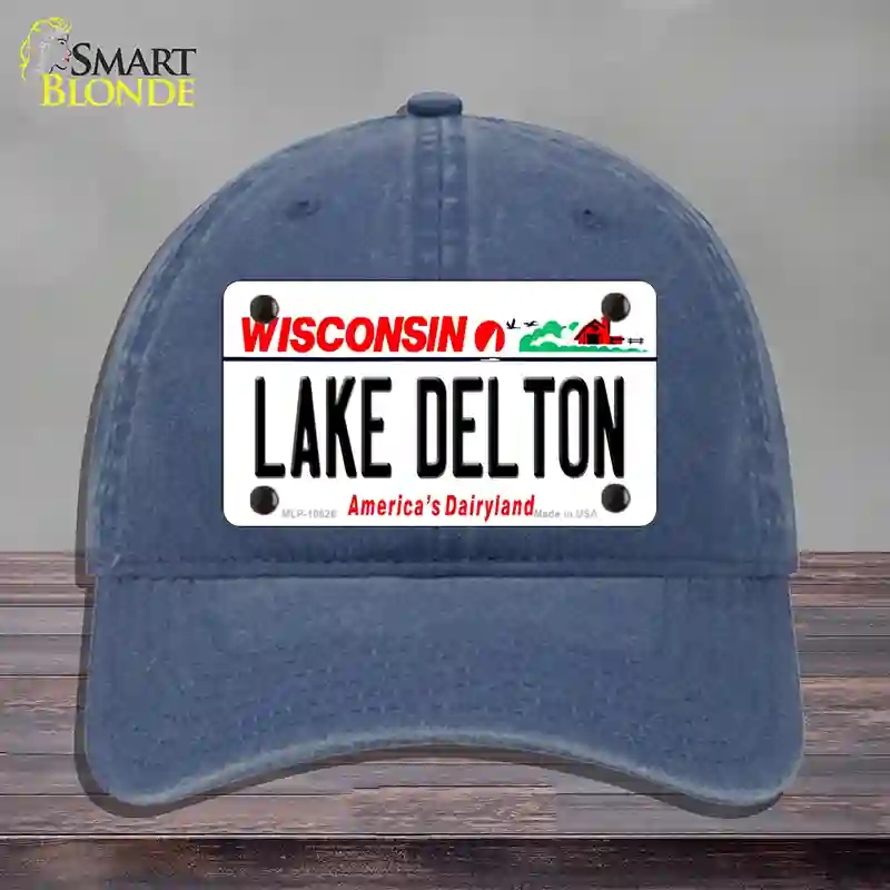 HAT11-MLP-10626 Lake Dalton Wisconsin Novelty License Plate Hat, Unconstructed Cotton - Navy