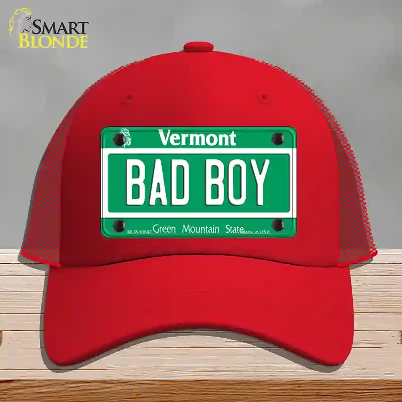 HAT17-MLP-10697 Bad Boy Vermont Novelty License Plate Hat, Mesh - Red