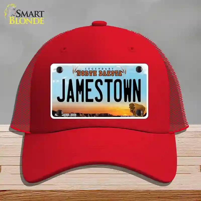 HAT17-MLP-10709 Jamestown North Dakota Novelty License Plate Hat, Mesh - Red