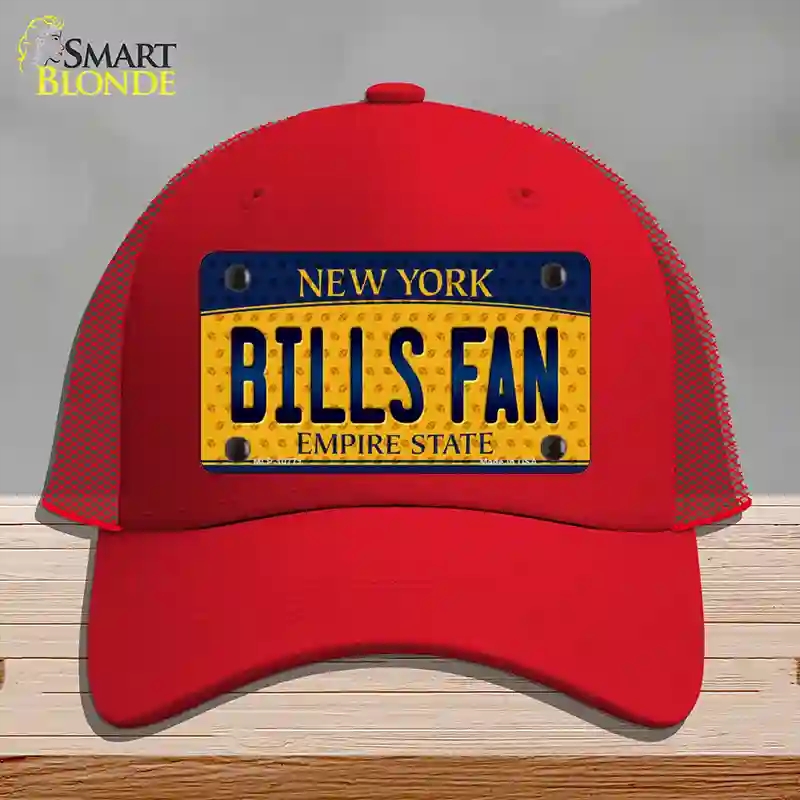 HAT17-MLP-10771 Bills Fan   York Novelty License Plate Hat, Mesh - Red