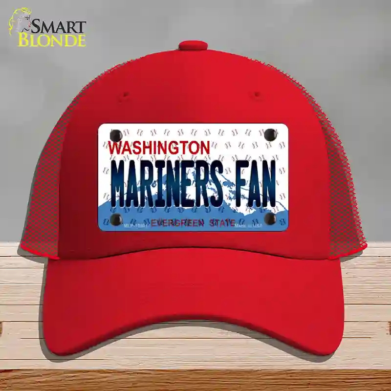 HAT17-MLP-10801 Mariners Fan Washington Novelty License Plate Hat, Mesh - Red