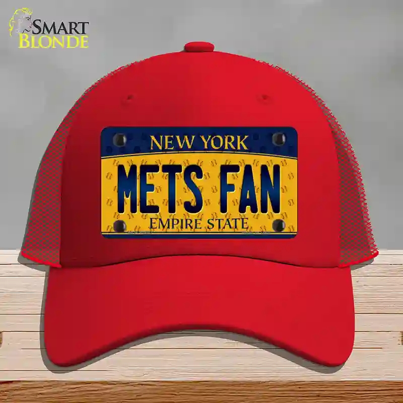 HAT17-MLP-10802 Mets Fan   York Novelty License Plate Hat, Mesh - Red