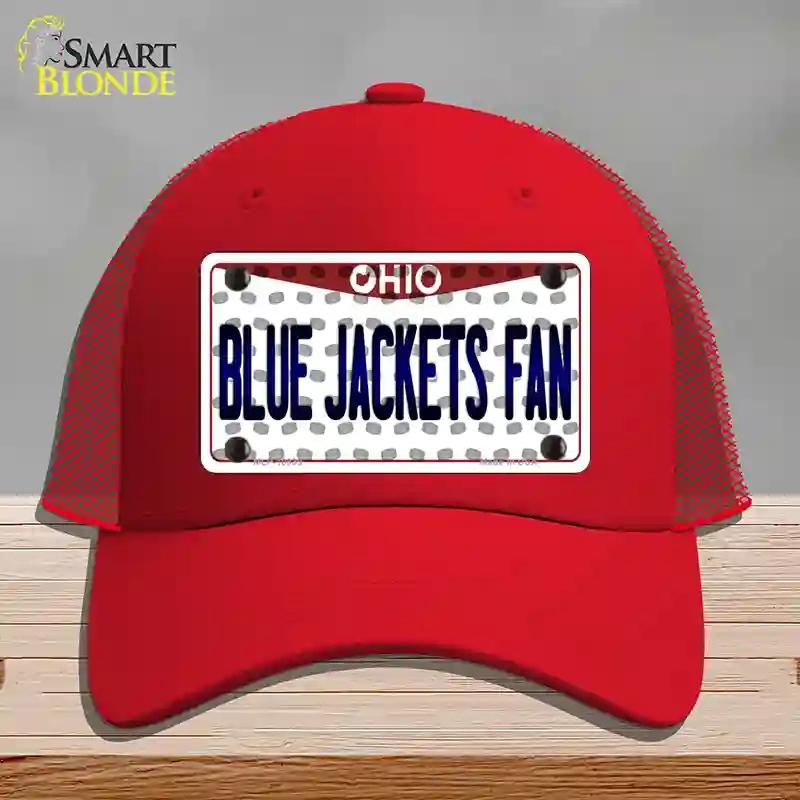 HAT17-MLP-10839 Blue Jackets Fan Ohio Novelty License Plate Hat, Mesh - Red