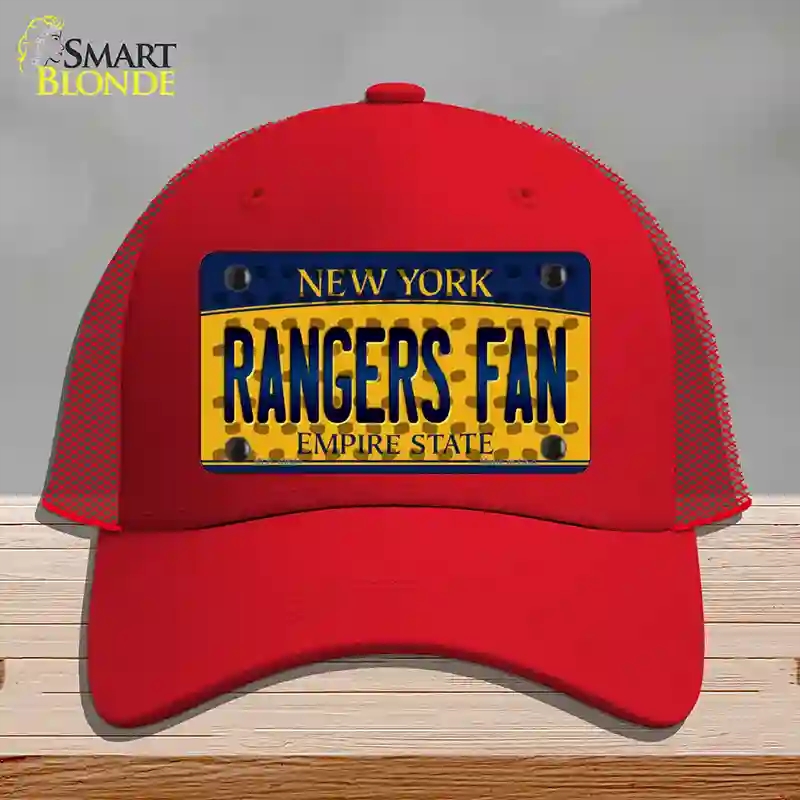 HAT17-MLP-10841 Rangers Fan   York Novelty License Plate Hat, Mesh - Red