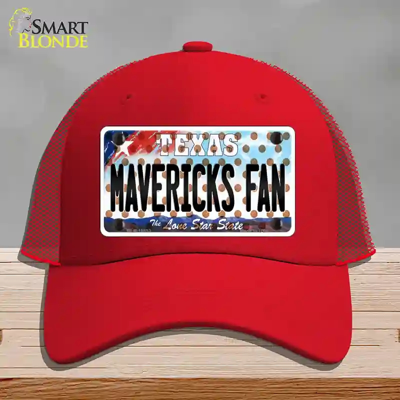 HAT17-MLP-10853 Mavericks Fan Texas Novelty License Plate Hat, Mesh - Red