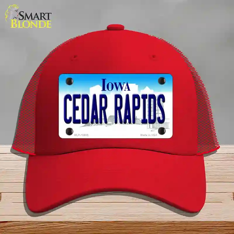 HAT17-MLP-10939 Cedar Rapids Iowa Novelty License Plate Hat, Mesh - Red