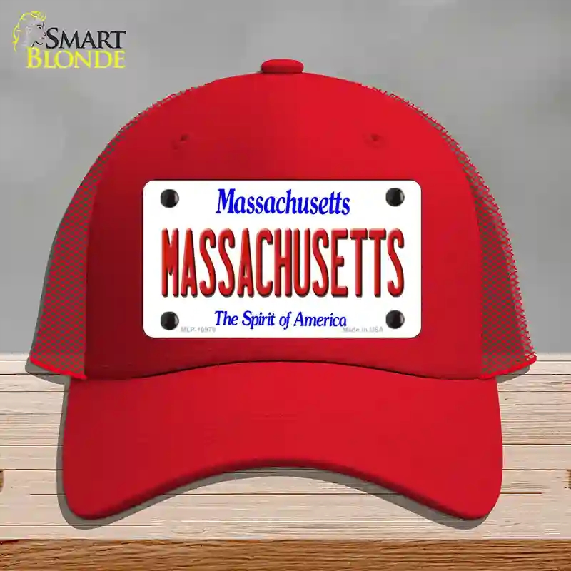 HAT17-MLP-10978 Massachusetts State Novelty License Plate Hat, Mesh - Red