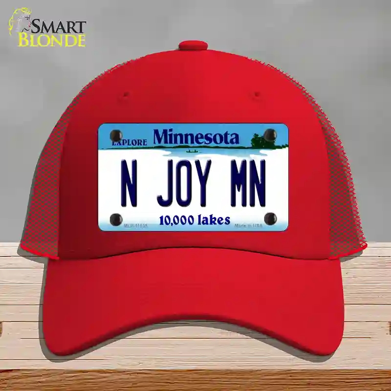 HAT17-MLP-11035 N Joy MN Minnesota Novelty License Plate Hat, Mesh - Red