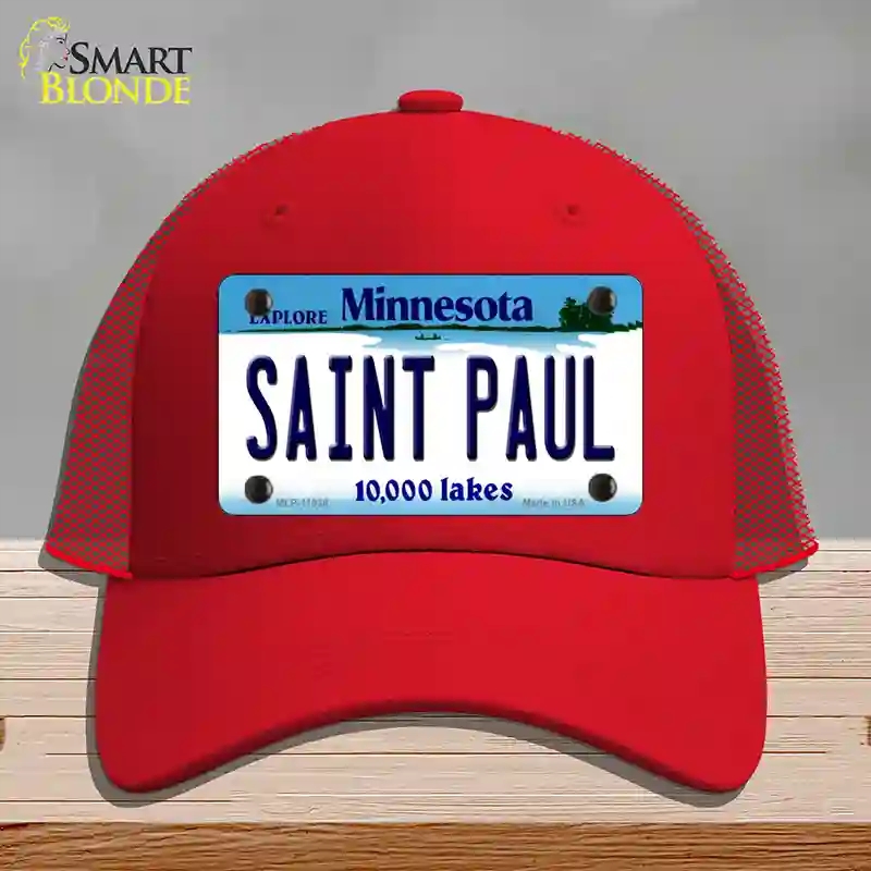 HAT17-MLP-11038 Saint Paul Minnesota State Novelty License Plate Hat, Mesh - Red