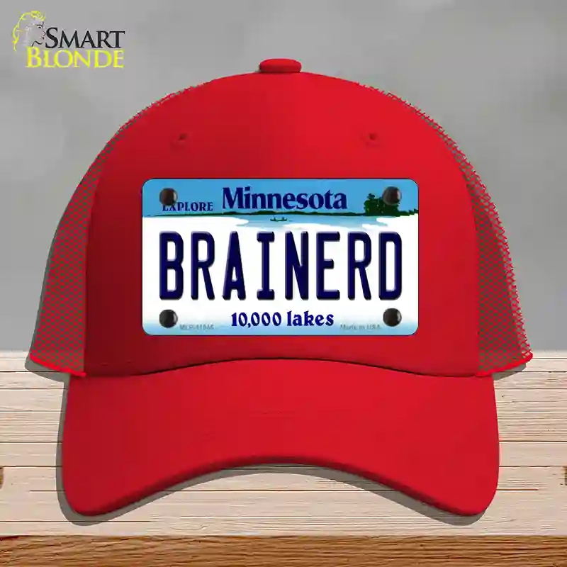 HAT17-MLP-11045 Brainerd Minnesota State Novelty License Plate Hat, Mesh - Red