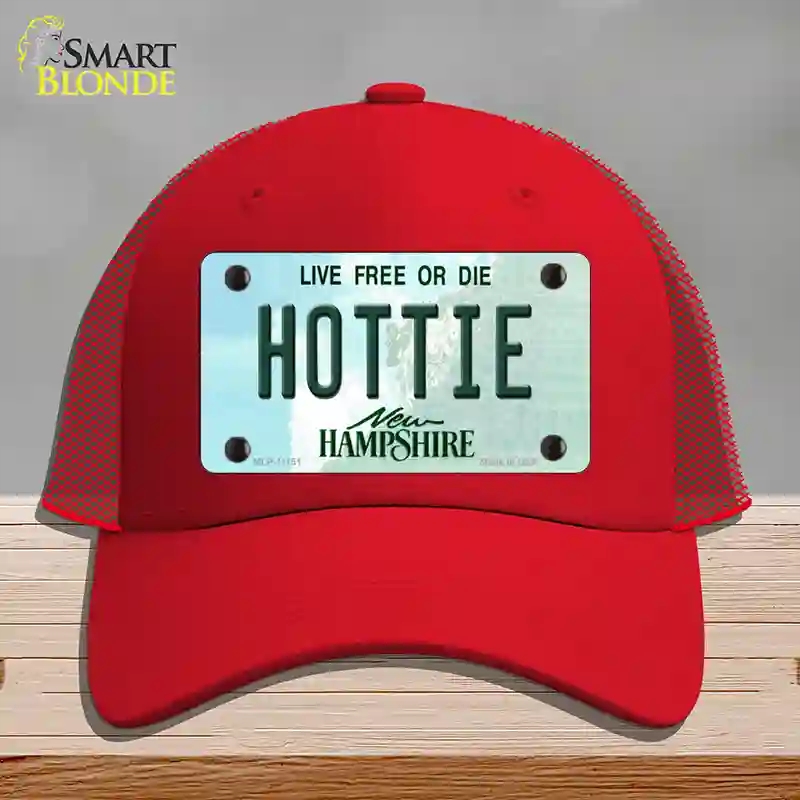 HAT17-MLP-11151 Hottie   Hampshire State Novelty License Plate Hat, Mesh - Red