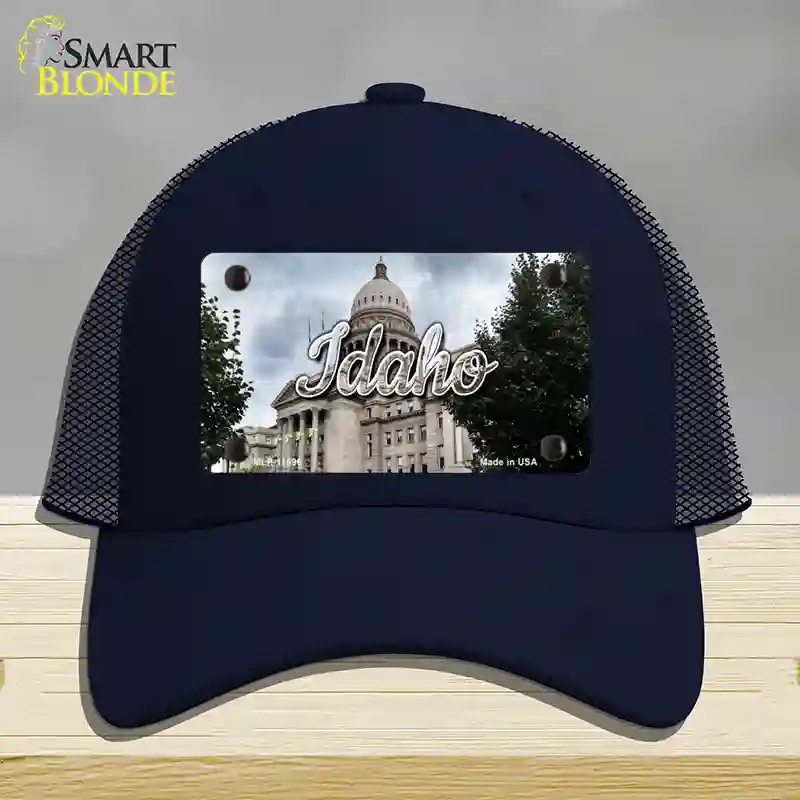 HAT16-MLP-11596 Idaho Capital Building State Novelty License Plate Hat, Mesh - Navy