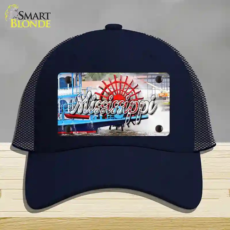 HAT16-MLP-11609 Mississippi Boat State Novelty License Plate Hat, Mesh - Navy
