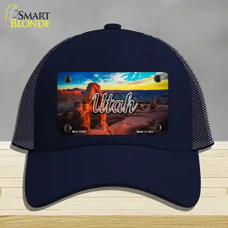 HAT16-MLP-11634 Utah Canyon Arch State Novelty License Plate Hat, Mesh - Navy