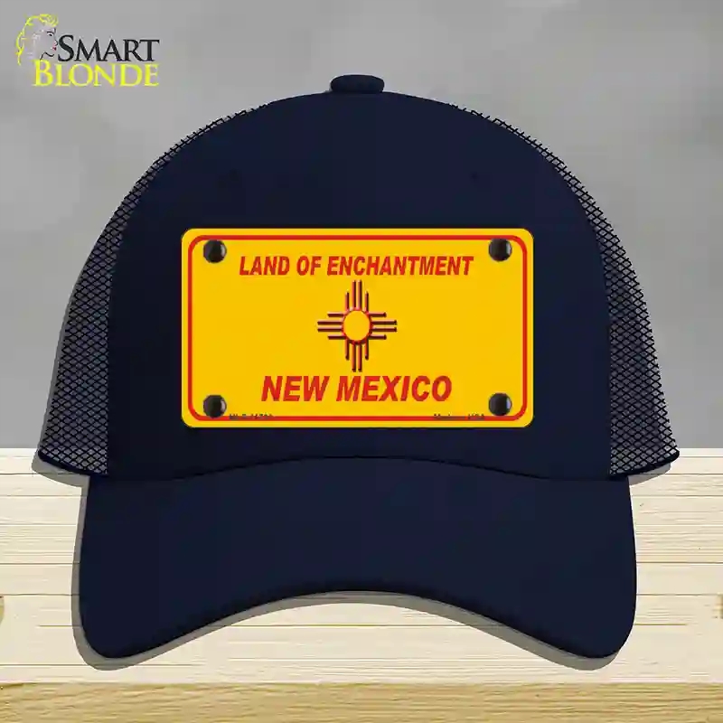 HAT16-MLP-11736   Mexico Blank Yellow State Novelty License Plate Hat, Mesh - Navy