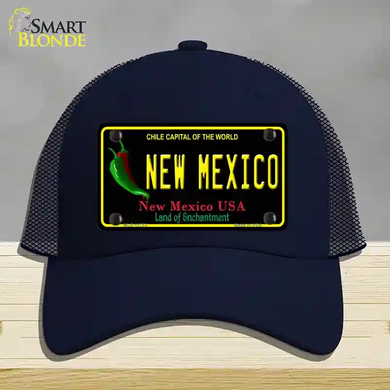 HAT16-MLP-11753   Mexico Black State Novelty License Plate Hat, Mesh - Navy