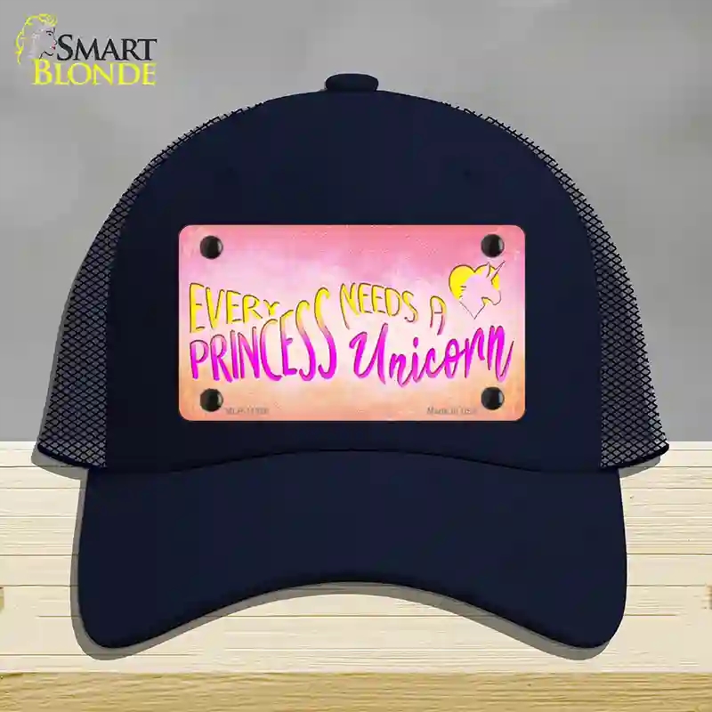 HAT16-MLP-11886 Princess & Unicorn Novelty License Plate Hat, Mesh - Navy