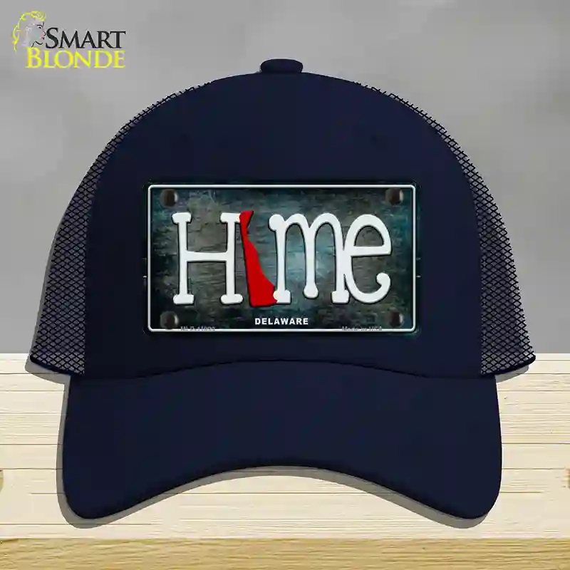 HAT16-MLP-11999 Delaware Home State Outline Novelty License Plate Hat, Mesh - Navy