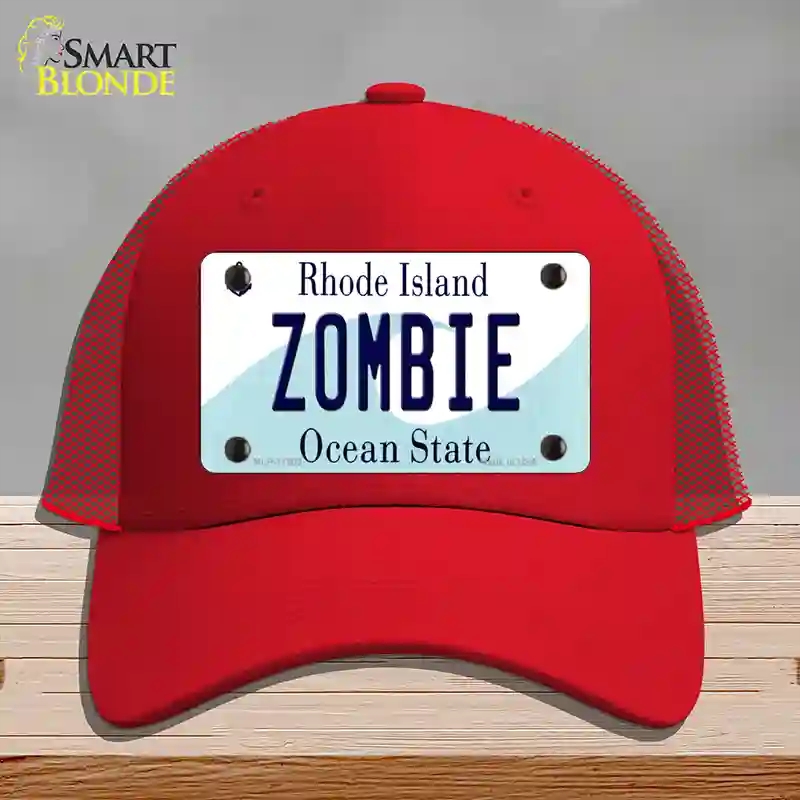 HAT17-MLP-11203 Zombie Rhode Island State Novelty License Plate Hat, Mesh - Red