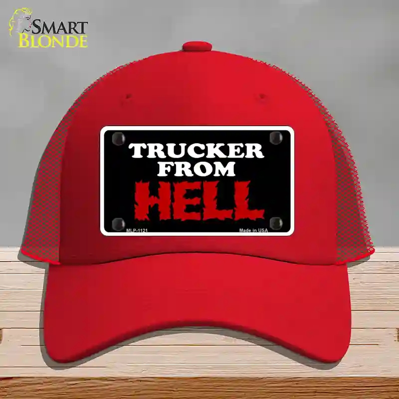 HAT17-MLP-1121 Mesh From Hell Novelty License Plate Hat, Mesh - Red