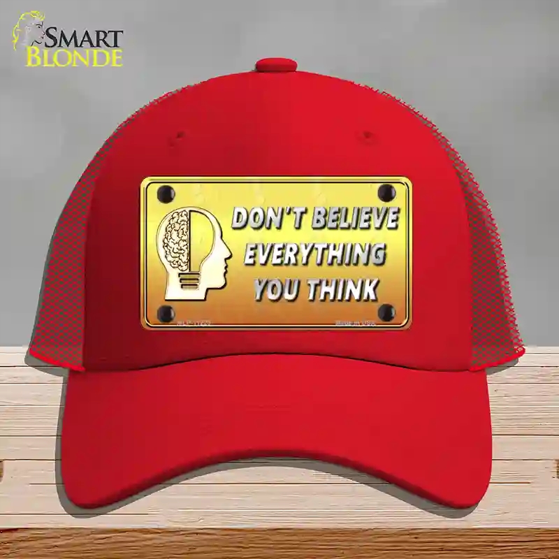 HAT17-MLP-11229 Dont Believe Everything You Think Novelty License Plate Hat, Mesh - Red
