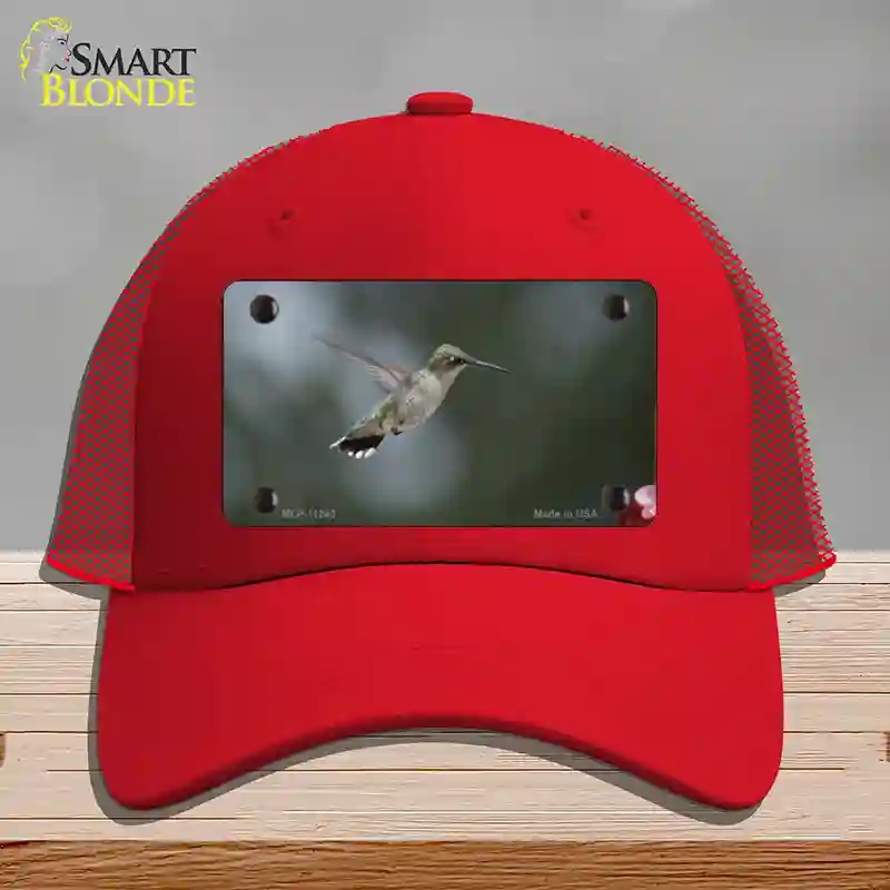 HAT17-MLP-11243 Hummingbird in Flight Novelty License Plate Hat, Mesh - Red