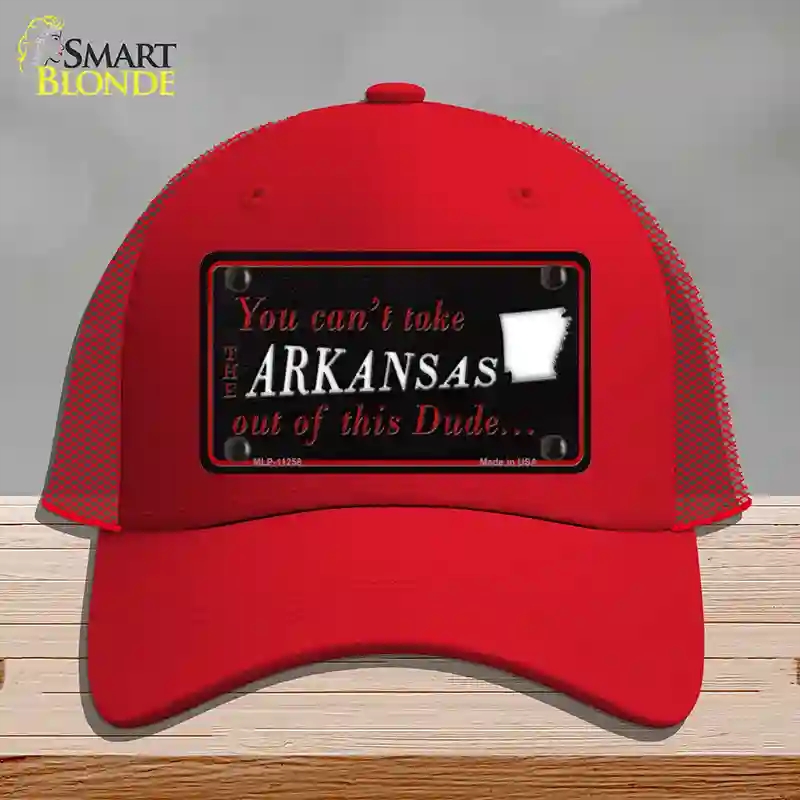 HAT17-MLP-11258 Arkansas Dude Novelty License Plate Hat, Mesh - Red