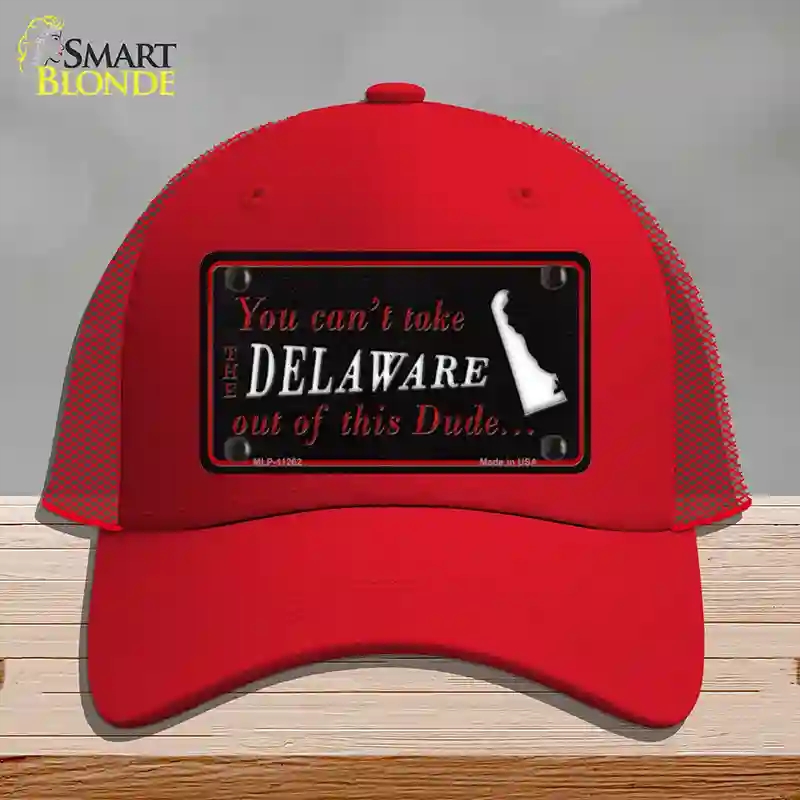 HAT17-MLP-11262 Delaware Dude Novelty License Plate Hat, Mesh - Red