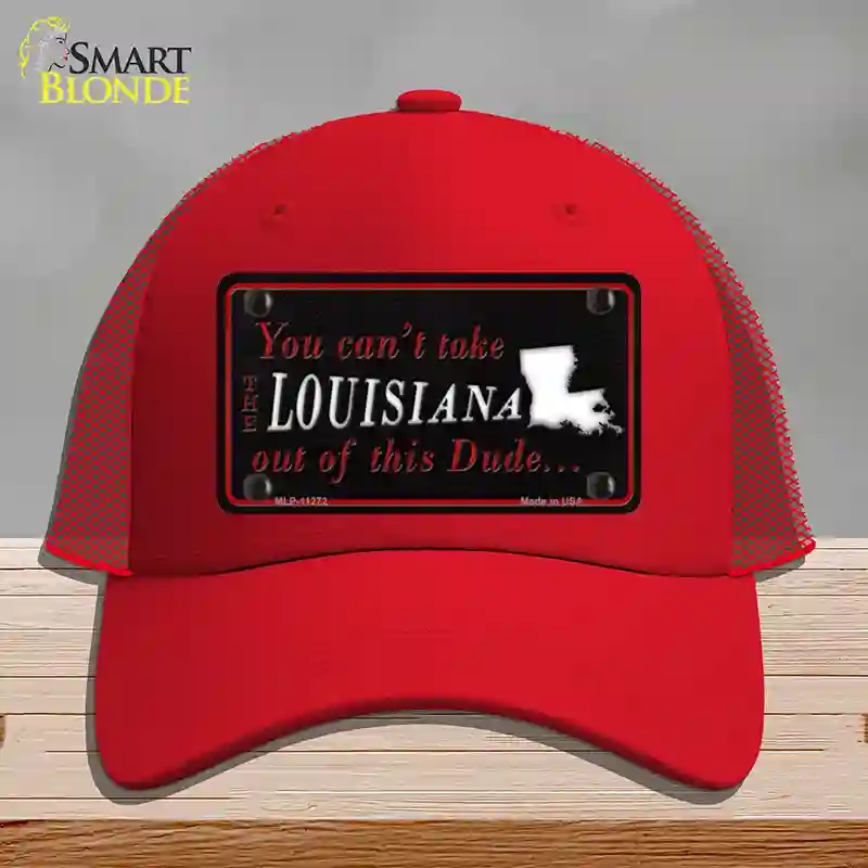 HAT17-MLP-11272 Louisiana Dude Novelty License Plate Hat, Mesh - Red