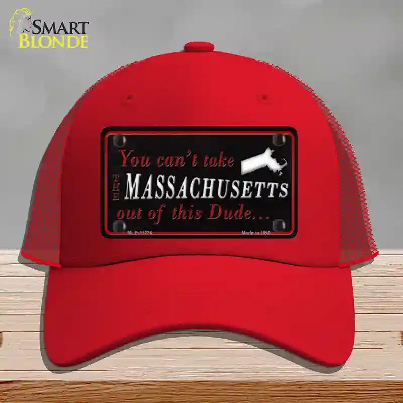 HAT17-MLP-11275 Massachusetts Dude Novelty License Plate Hat, Mesh - Red