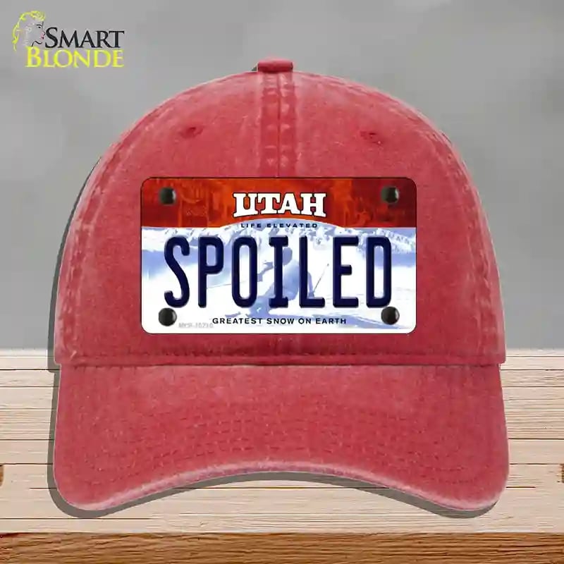 HAT13-MLP-10210 Spoiled Utah Novelty License Plate Hat, Unconstructed Cotton - Red