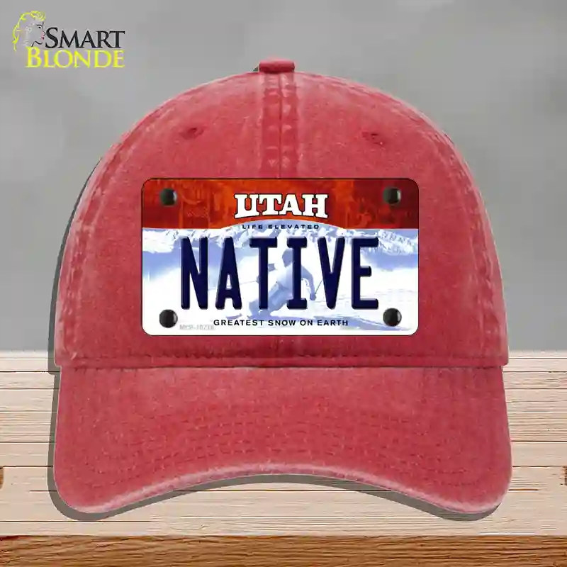 HAT13-MLP-10218 Native Utah Novelty License Plate Hat, Unconstructed Cotton - Red