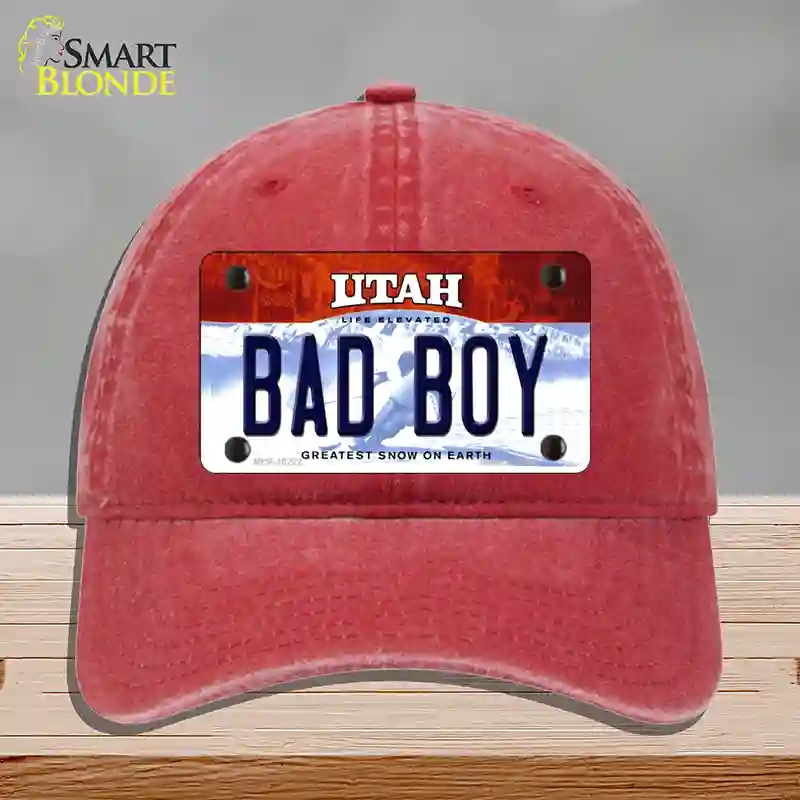 HAT13-MLP-10222 Bad Boy Utah Novelty License Plate Hat, Unconstructed Cotton - Red
