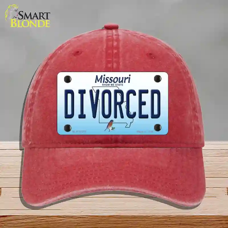 HAT13-MLP-10278 Divorced Missouri Novelty License Plate Hat, Unconstructed Cotton - Red